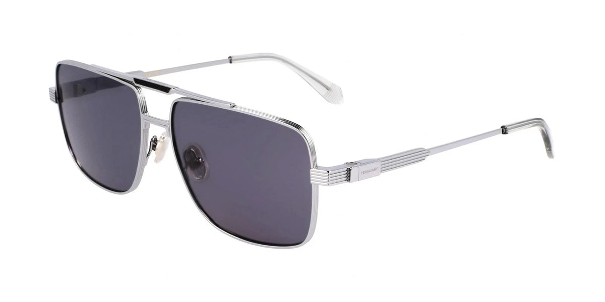 New Salvatore Ferragamo SF318SP 021 Lt. Ruthenium Polarized Sunglass, Grey Lens